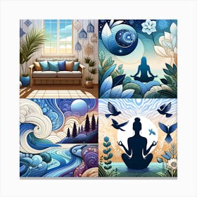 Set Of Four Watercolor Paintings Canvas Print