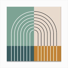 Rainbow Colour Block Line Modern Midcentury Abstract 1 Canvas Print