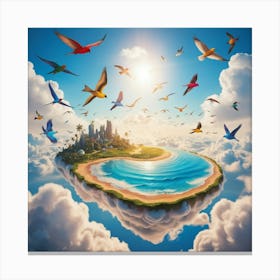 Phoenix Surreal Landscape Of Land Floating In The Ski 2 Canvas Print