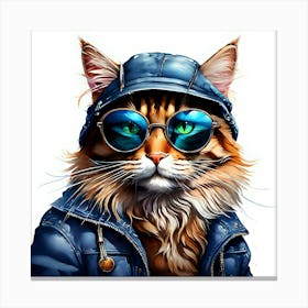 Cat With Sunglasses 7 Canvas Print