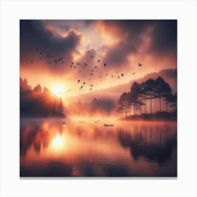 Sunrise Over Lake Canvas Print