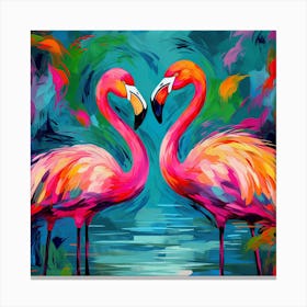 Flamingos In Love 4 Canvas Print