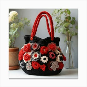 Crochet Flower Bag Canvas Print