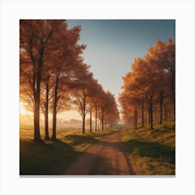 Autumn Trees On A Dirt Road Canvas Print