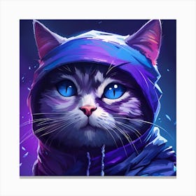 Purple Cat With Blue Eyes 4 Canvas Print