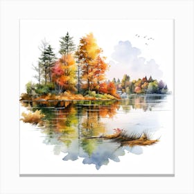 Autumn Landscape Watercolor Painting 2 Canvas Print