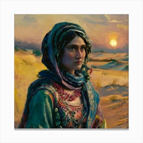 Monet painting impressionism Arabian desert woman portrait 1920s 1 Canvas Print
