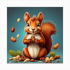 Squirrel With Nuts Canvas Print