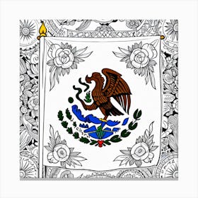 Mexican Flag Coloring Page 2 Canvas Print