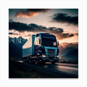 Sunset With Truck (20) Canvas Print