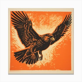 Retro Bird Lithograph Falcon 4 Canvas Print
