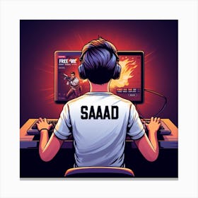 Teenager playing game Canvas Print