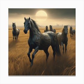 Horses In The Field 17 Canvas Print