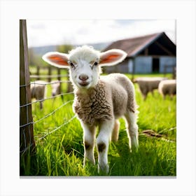 Grass Husbandry Friendly Pasture Day Many Fauna Country Rural Little Green Farm Cute Ho Canvas Print