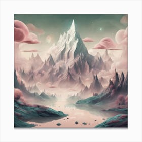 Pink Mountains And Clouds Canvas Print