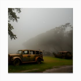 Old Cars In The Fog 4 Canvas Print