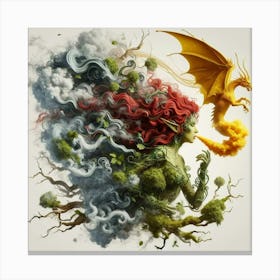 Dragon And A Woman 2 Canvas Print