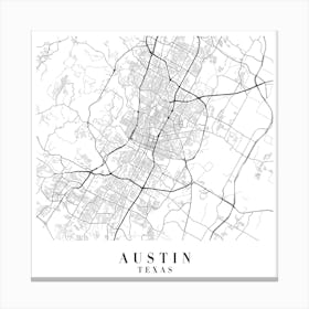 Austin Texas Street Map Minimal Square Canvas Print