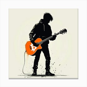 Bitcoin Man Playing Guitar Canvas Print