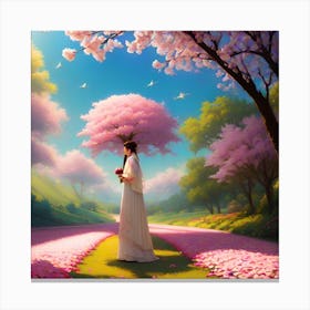 Woman In A Pink Dress Canvas Print