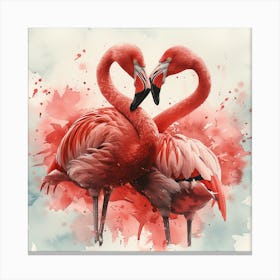 Flamingos In Love 10 Canvas Print