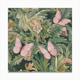 William Morris Print Pink Butterfly Botanical 5 Canvas Print