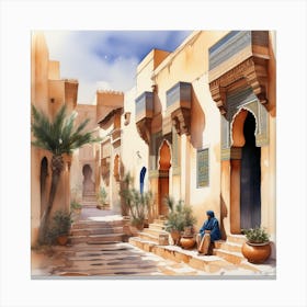 Morocco 1980 Watercolor Canvas Print