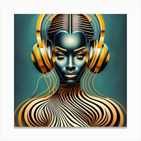 Dj Girl With Headphones 3 Canvas Print