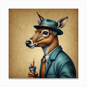 Deer In A Suit 3 Canvas Print