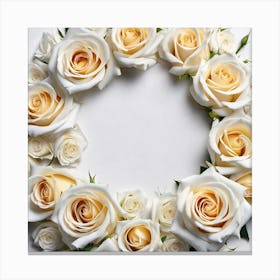 White Roses Wreath 2 Canvas Print