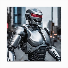 Robot In The City 10 Canvas Print