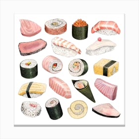 Sushi Square Food Print Canvas Print