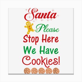 Cute Cookies Xmas Family Funny Santa Claus Graphic Christmas Canvas Print