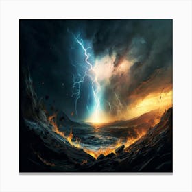 Impressive Lightning Strikes In A Strong Storm 21 Canvas Print