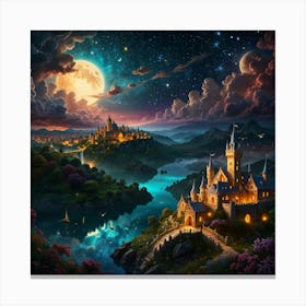 Castle At Night 7 Canvas Print