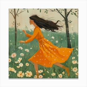 Girl In A Yellow Dress Canvas Print