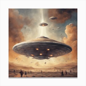 A Big Space Flying Saucer And All The People Are Canvas Print