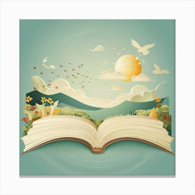 Open Book Illustration Canvas Print