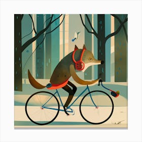 Fox On A Bike 6 Canvas Print