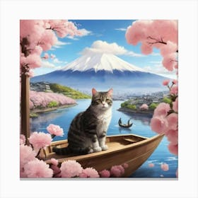 Cat In A Boat 9 Canvas Print