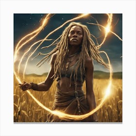 Woman With Dreadlocks In A Field Canvas Print