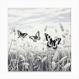 Butterflies In The Grass 1 Canvas Print