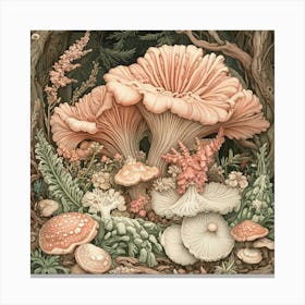 Mushrooms In The Forest Canvas Print