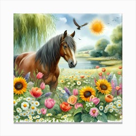 Horse In The Meadow 10 Canvas Print