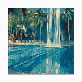 Pool In The Palms Art Canvas Print