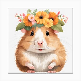 Floral Baby Hamster Nursery Illustration (63) Canvas Print