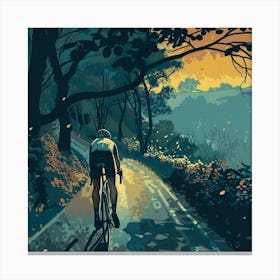 Cyclist On The Road Canvas Print