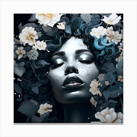 Black Woman With Flowers 9 Canvas Print