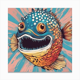 An Abstract Representation Of A Roaring Pufferfish, Formed With Bold Brush Strokes And Vibrant Color Canvas Print
