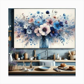 Blue Flowers In A Vase Canvas Print